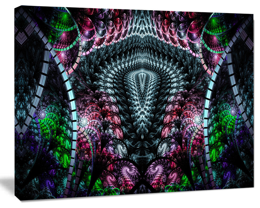 Strange Fractal Design on Black, Abstract Wall Art Canvas, 20x12