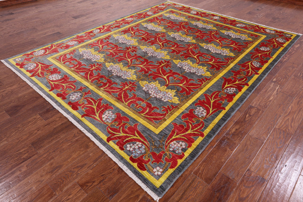 7' 10" X 9' 10" Handmade William Morris Wool Rug Q6518