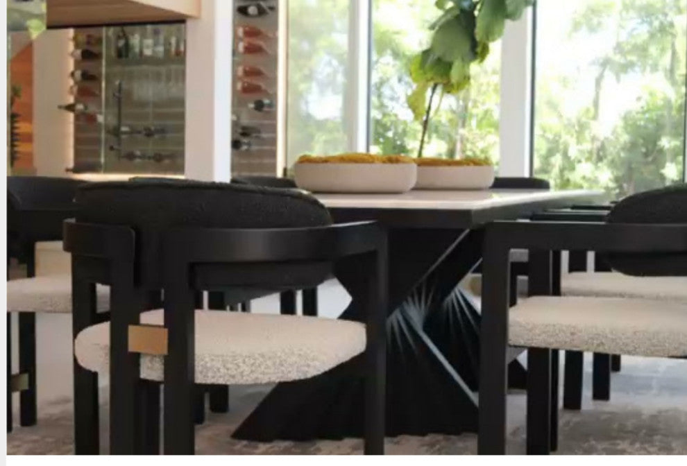Conan Wood Dining Armchair Chair, Black and White
