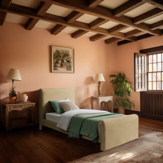 Sloan Black Velvet Full Bed, Camel, Twin