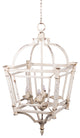 Benzara BM285215 Chandelier, Birdcage Design Iron, Farmhouse Weathered White