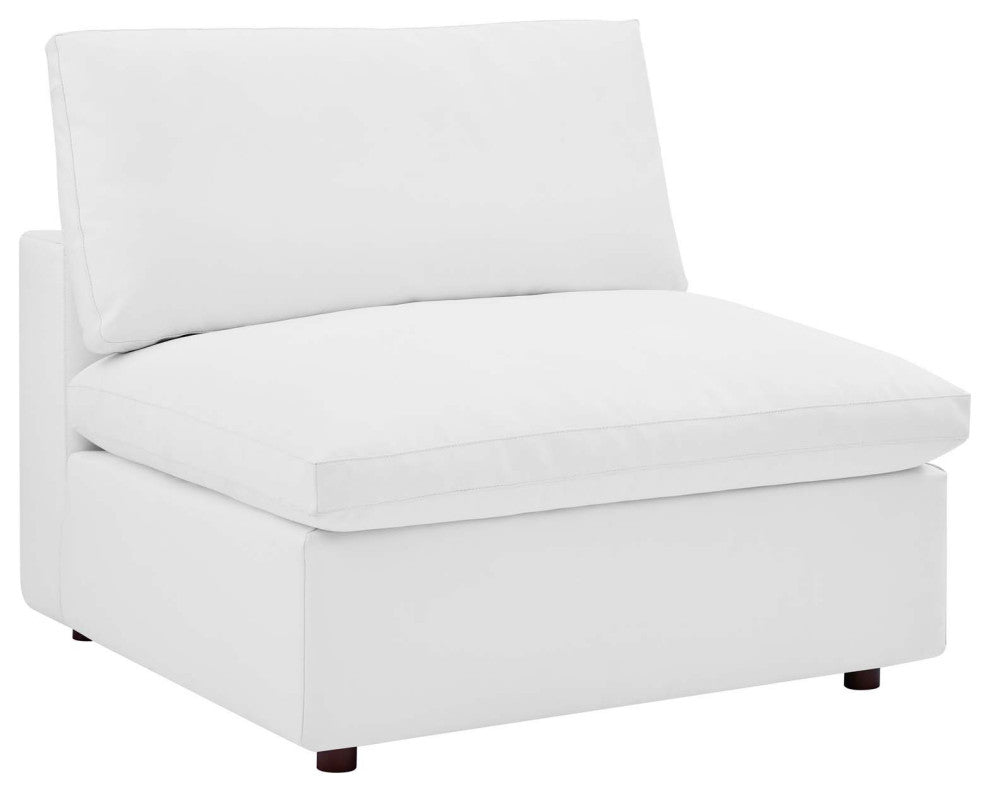 Commix Down Filled Overstuffed Vegan Leather 8-Piece Sectional Sofa - White