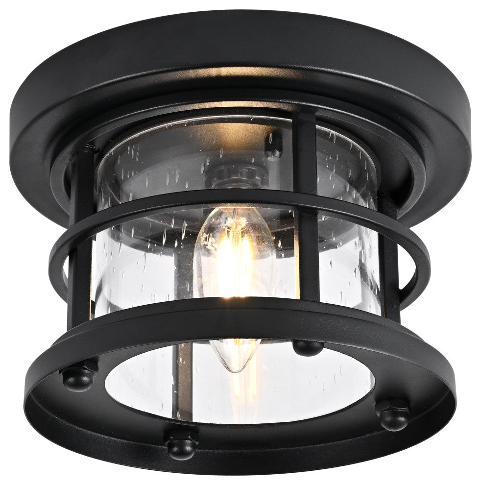 Home Living 8" Outdoor Flush Mount, Black