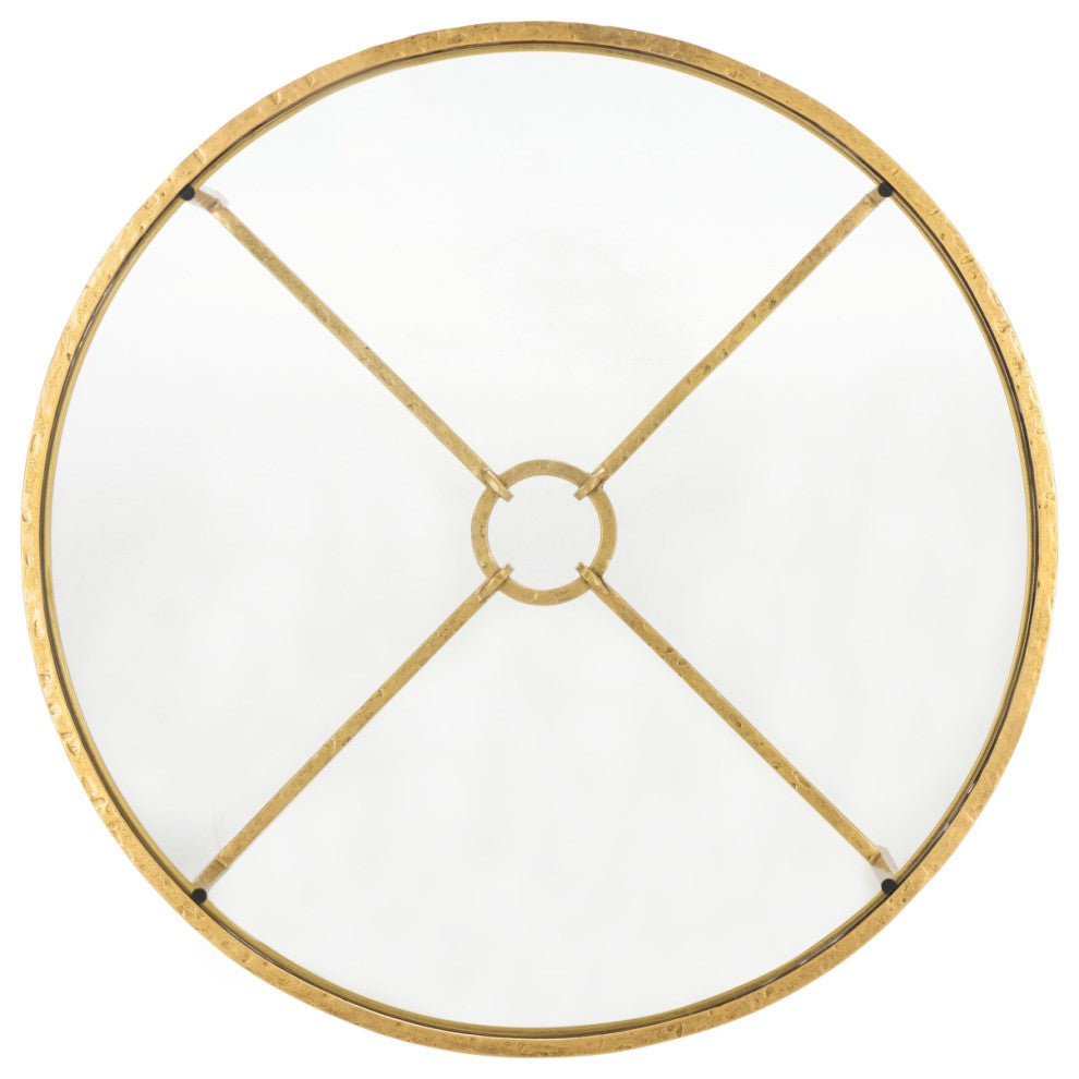 Safavieh Couture Tauri Metal Round Coffee Table, Brass/Clear