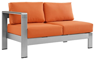 Shore 5-Piece Outdoor Aluminum Sectional Sofa Set, Silver Orange