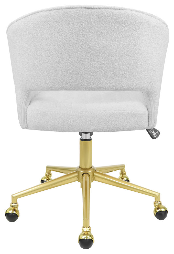 Caitlyn Swivel Vanity Chair with Adjustable Height, White Boucle