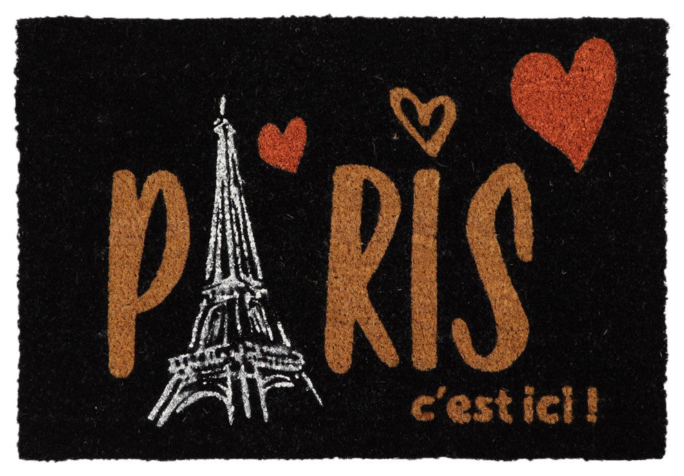 Sheltered Coconut Door Mat Printed, 24x16, Paris C'est Ici