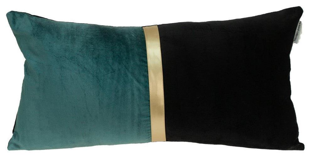 Parkland Collection Myra Black Throw Pillow, Rectangle, Black/Teal