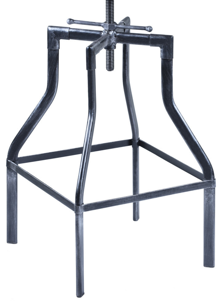 Adjustable Industrial Pine Wood Swivel Bar Stool