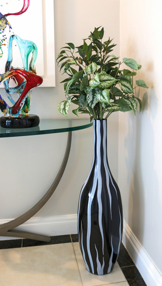 Zebra Vase, White Black