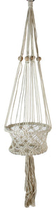 43" White Lattice Pattern Cotton Netting Decorative Planter Hanger