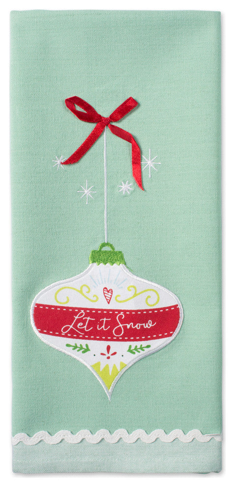 Assorted Holiday Ornaments Embellished Dishtowel, Set Of 3