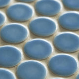 Penny Porcelain Mosaic Floor and Wall Tile, Light Blue, Sample