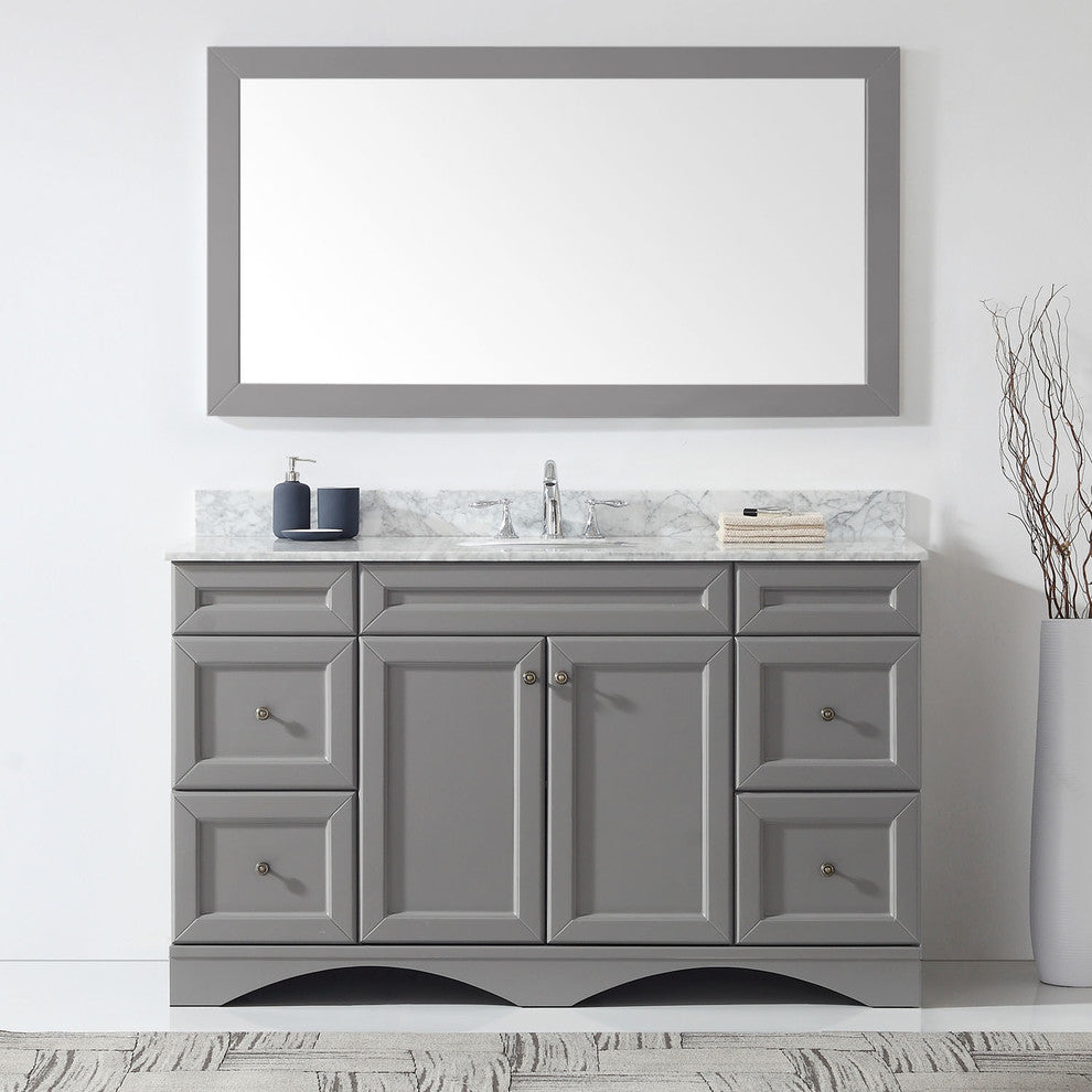 Talisa 60" Single  Sink Grey  Vanity Grey with Brushed Nickel Faucet and Mirror