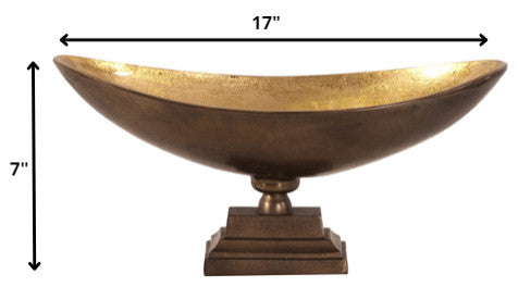 Rustic Bronze Oblong Footed Centerpiece Bowl