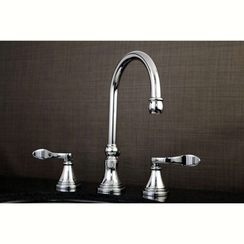 Kingston Brass Widespread Bathroom Faucet With Brass Pop-Up, Polished Chrome