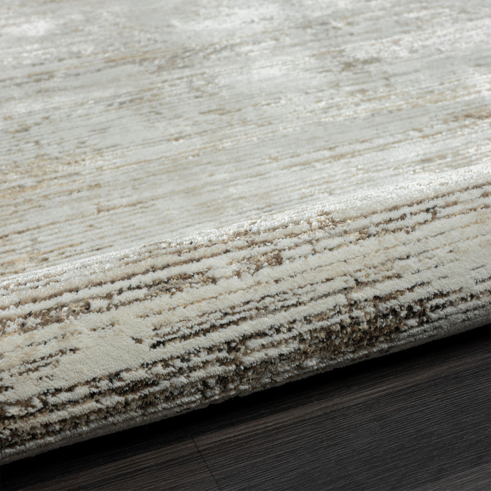 Brimah Gray/Ivory/Multi Distressed Stripe High-Low Indoor Area Rug, 7'9" X 9'9"