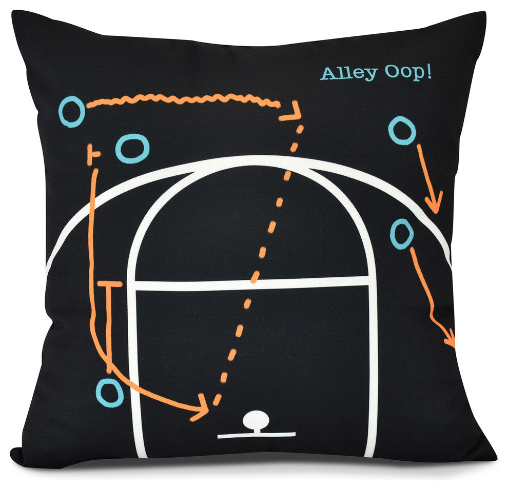 Alley Oop!, Geometric Print Pillow, Black, 18" x 18"