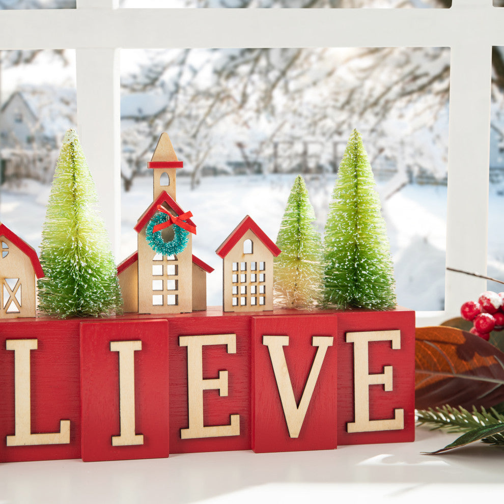 14"L Christmas Wooden Table Decor