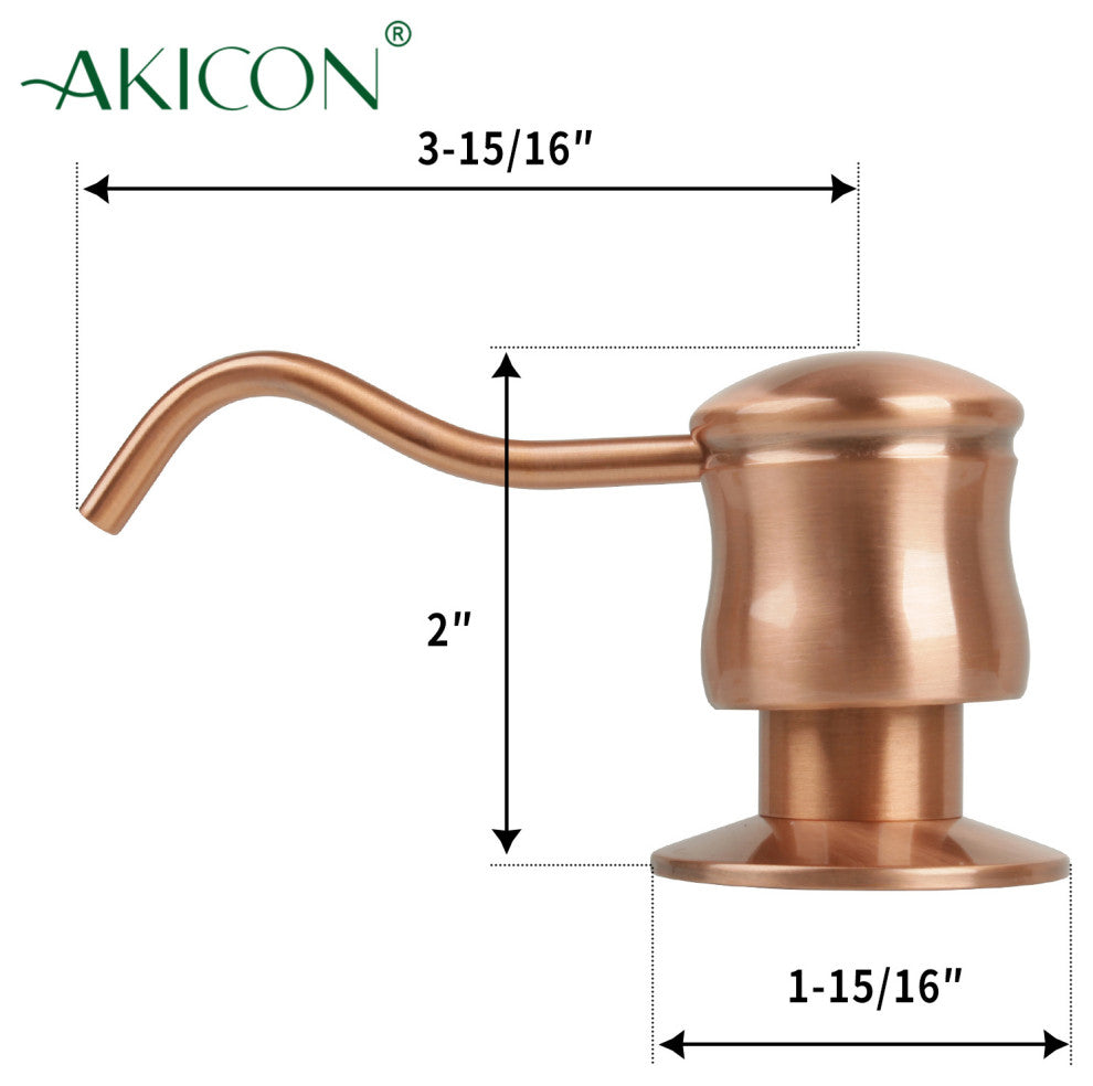 Built in Copper Soap Dispenser Refill from Top With 17oz Bottle, Copper