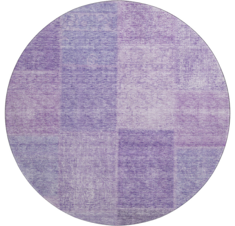 Premium Machine Washable Mayfield AMF664 Lavender 8'' x 8'' Round Rug