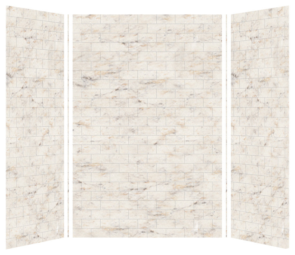 Transolid SaraMar 36"x60"x96" 3-Piece Shower Wall Kit, Biscotti Marble