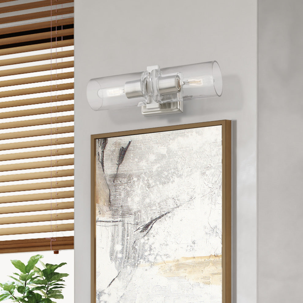 Clarion 2 Light Brushed Nickel Vanity Sconce