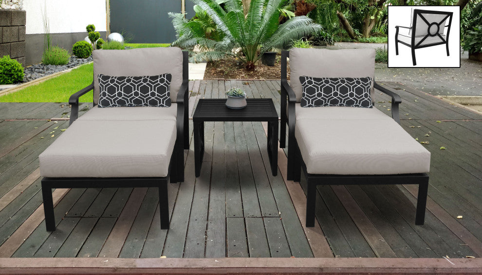 kathy ireland Madison Ave. 5 Piece Aluminum Patio Furniture Set 05b, Almond