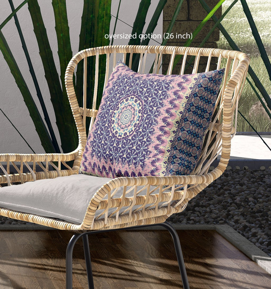 18 Pink Indigo Holy Floral Indoor Outdoor Throw Pillow