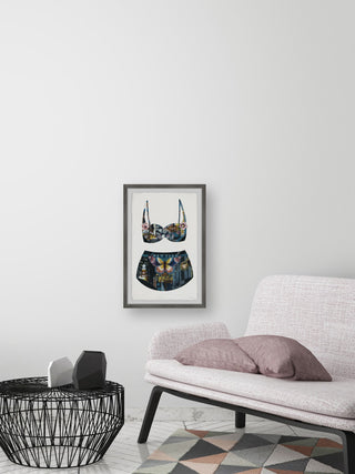 "Butterfly Bikini" Framed Painting Print, 12x18