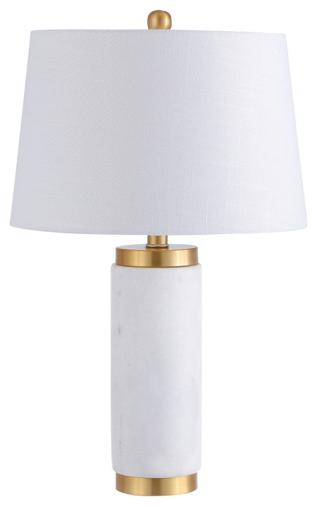 Adams 23" Marble Table Lamp, White and Brass