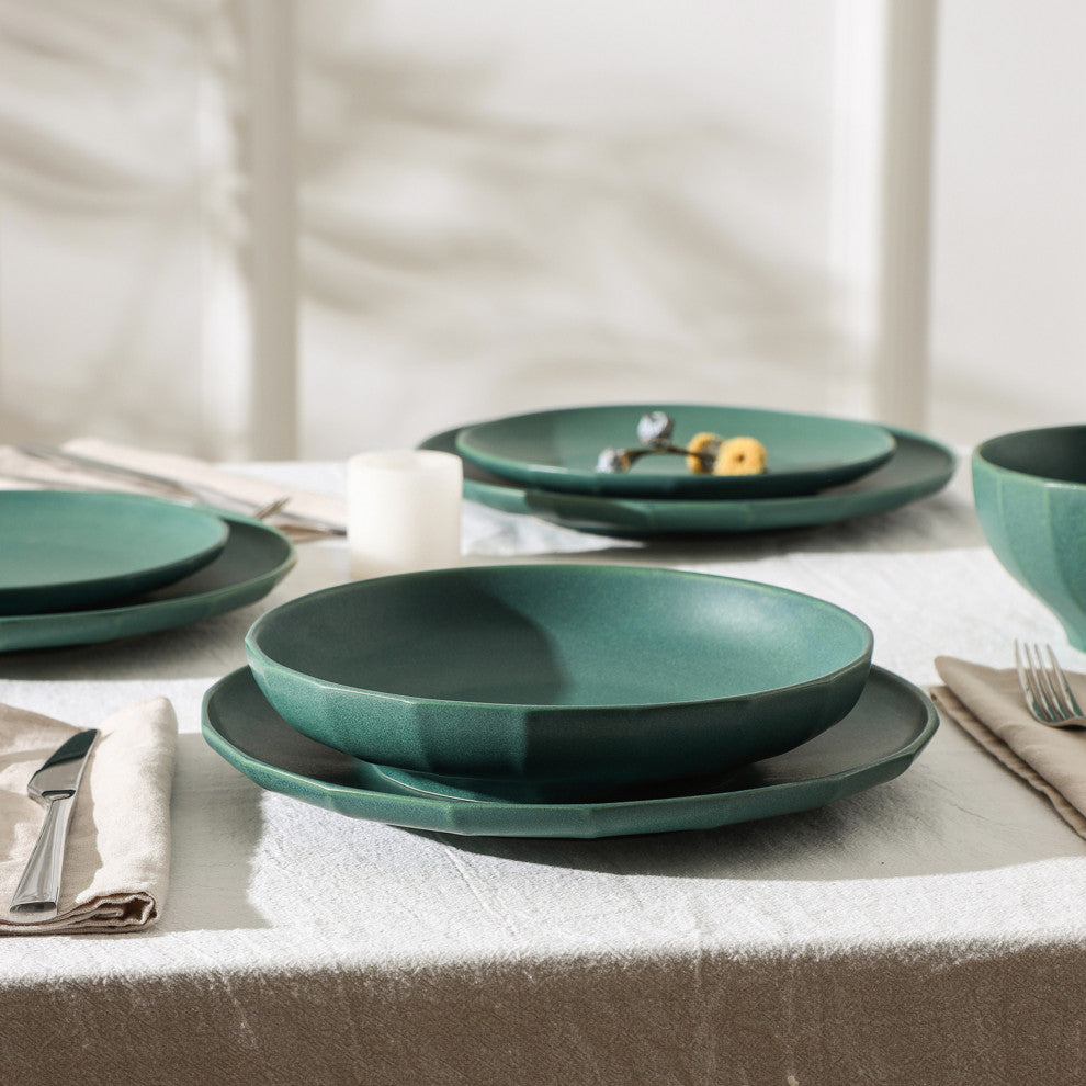 Stone Lain Rio Stoneware Pasta Bowl Set of 4, Green