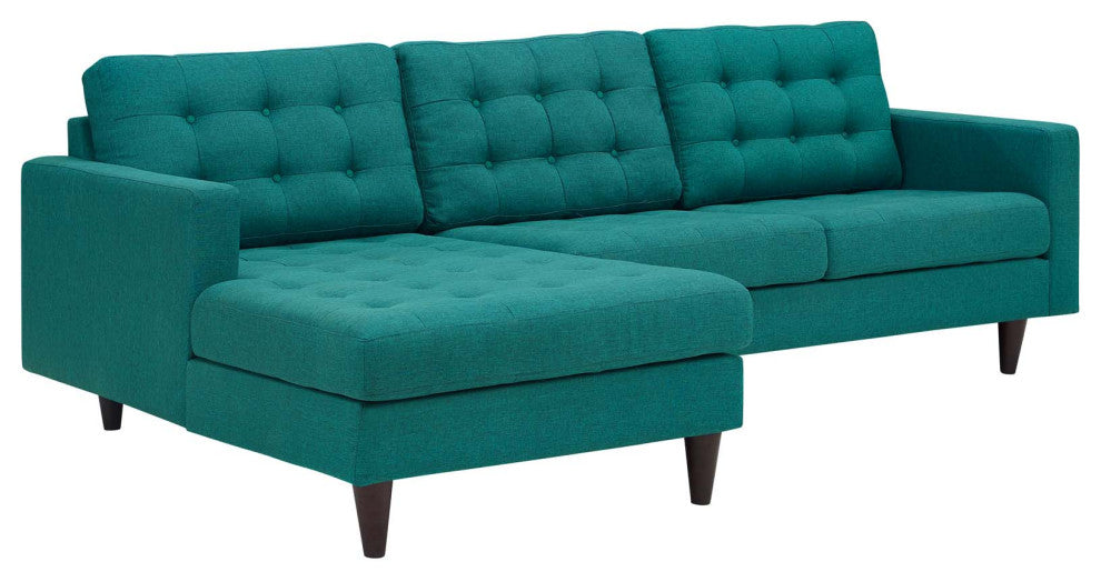 Modern Teal Empress Left-Facing Upholstered Sectional Sofa