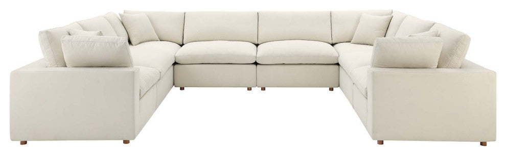 Modular Sectional Deep Sofa Set, Beige, Fabric, Modern, Lounge Cafe Hospitality