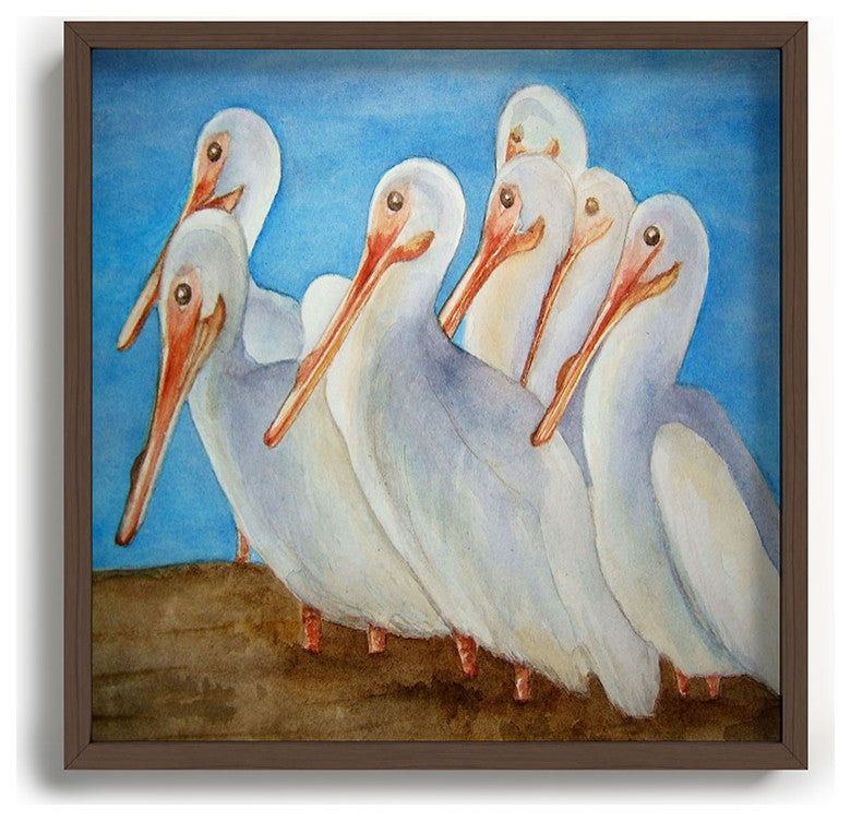 Rosie Brown Pelicans On Parade Recessed Framing Square