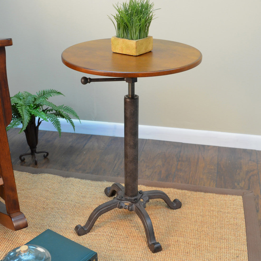 Colton Adjustable Vintage Table - Chestnut Top - Industrial Base