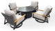 Manbo 5-Piece Aluminum Wicker Outdoor Fire Pit Deep Seating Set with Cushions, Cast Ash Acrylic