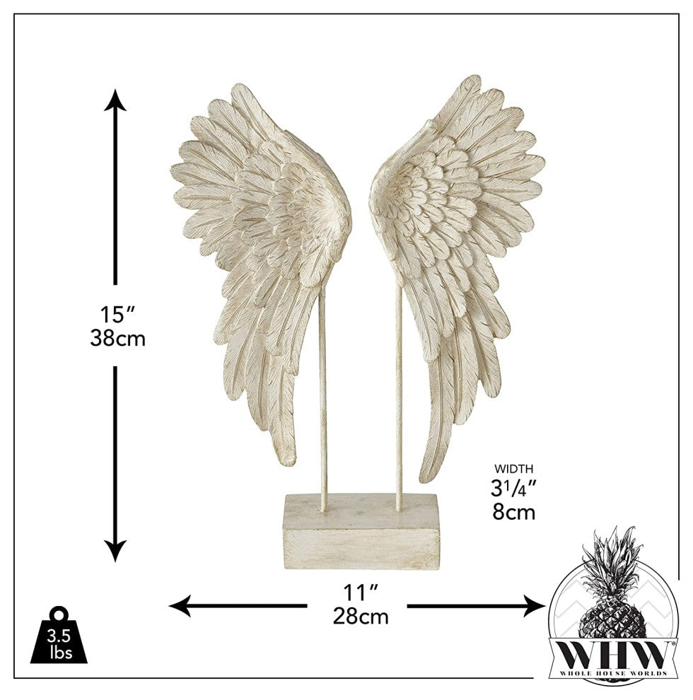 Angel Wings Decorative Free Standing Sculpture, 15 Inches