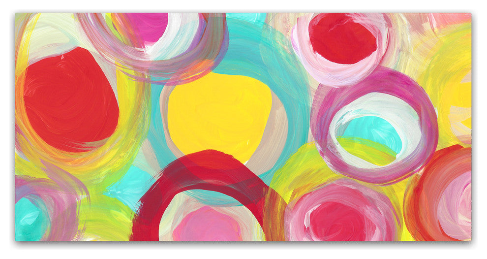 'Colorful Sun Circles Panoramic 2' Canvas Art, 47x24