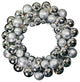 16" Silver Ball Wreath With Battery Powered Pure White LEDs