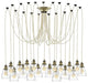 Large Beige And Antique Brass Chandelier
