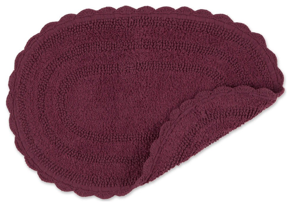 Wine Small Oval Crochet Bath Mat