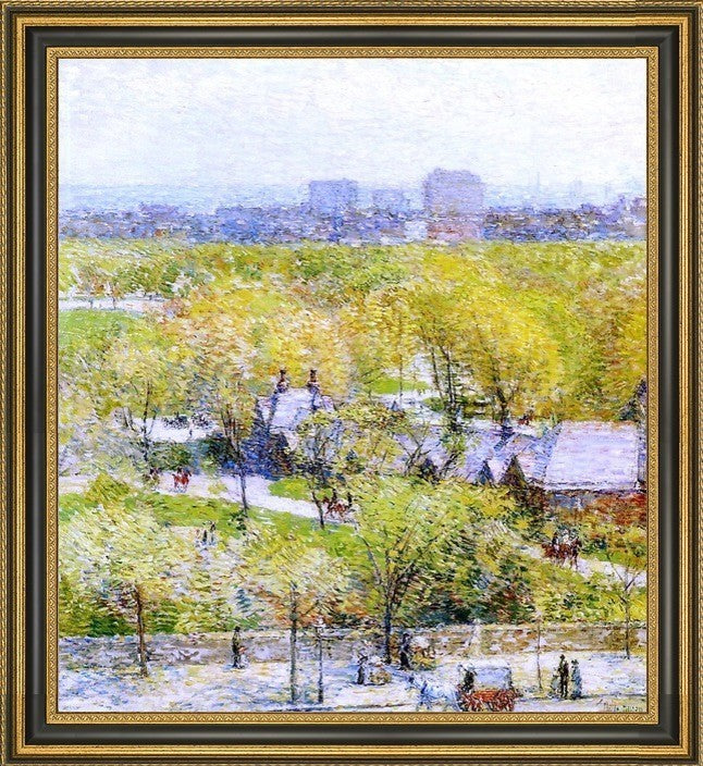 Frederick Childe Hassam Across the Park Framed Premium Canvas Print, 20"x25"