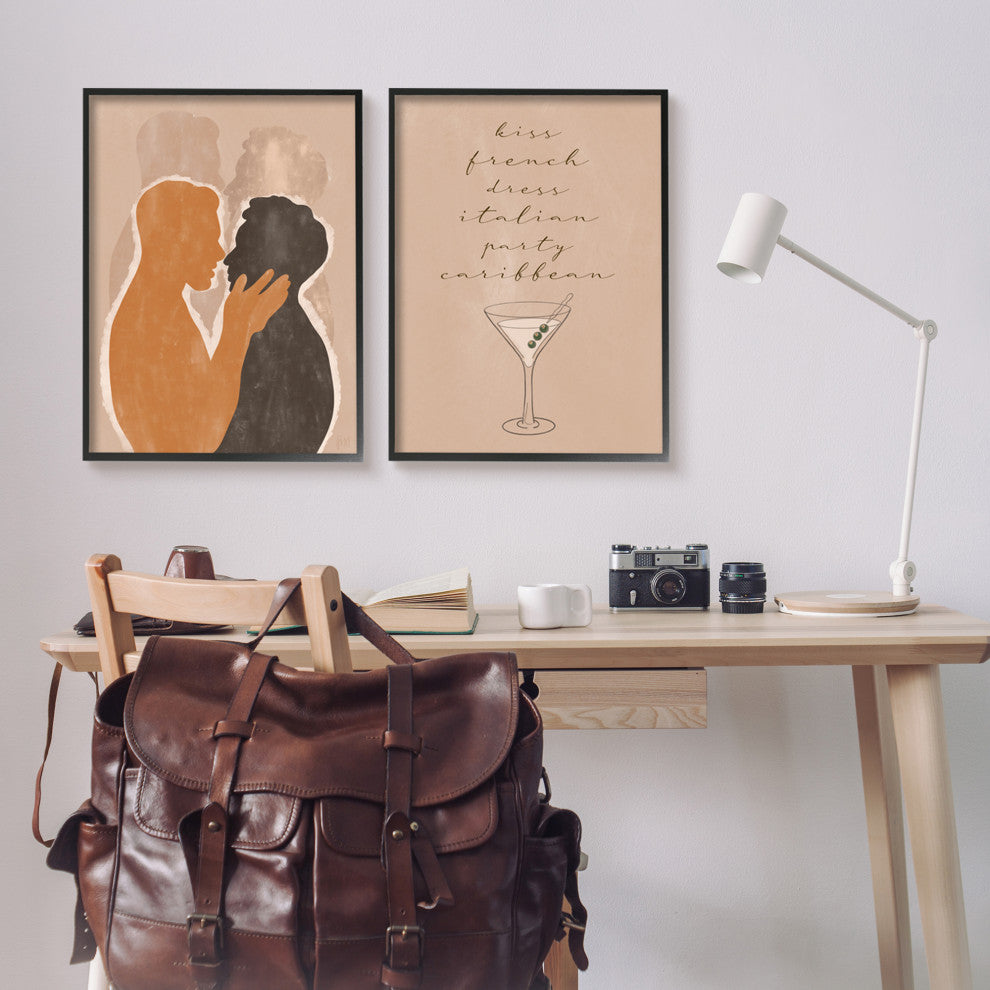 Kiss French Party Caribbean Male Couple Embrace,24 x 30