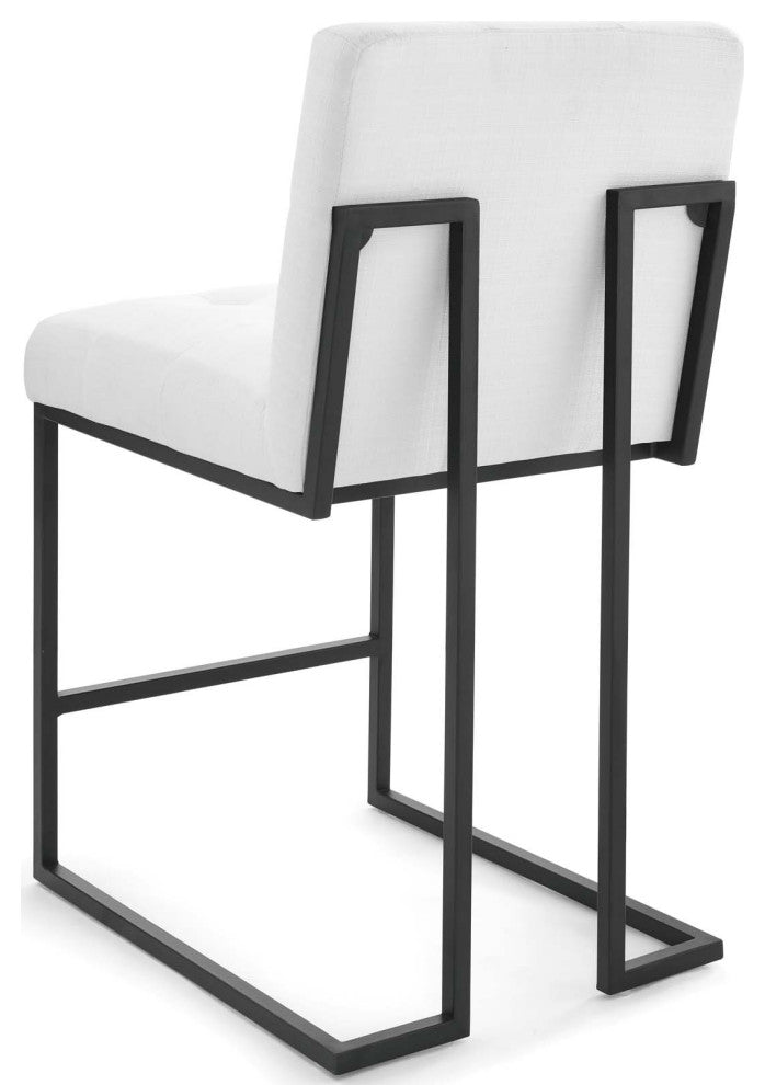 Counter Stool Chair, Set of 2, Fabric, Metal, Black White, Modern, Bar Pub