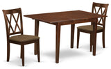 3Pc Dinette Set, Rectangular Table, Butterfly Leaf, Mahogany Finish