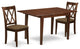 3Pc Dinette Set, Rectangular Table, Butterfly Leaf, Mahogany Finish