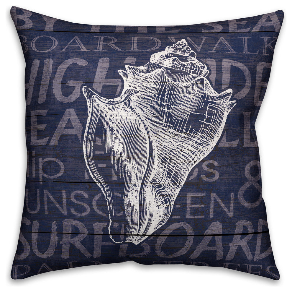 Coastal Beach Words Spun Poly Pillow, 18x18