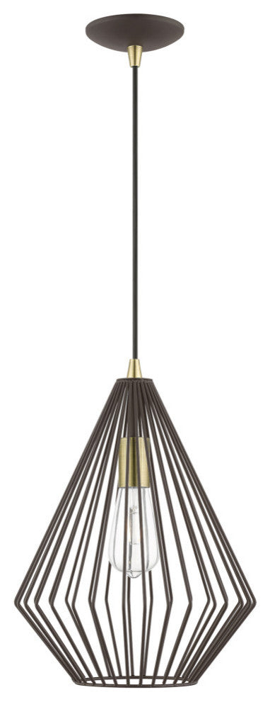 Linz 1 Light Bronze With Antique Brass Accents Pendant