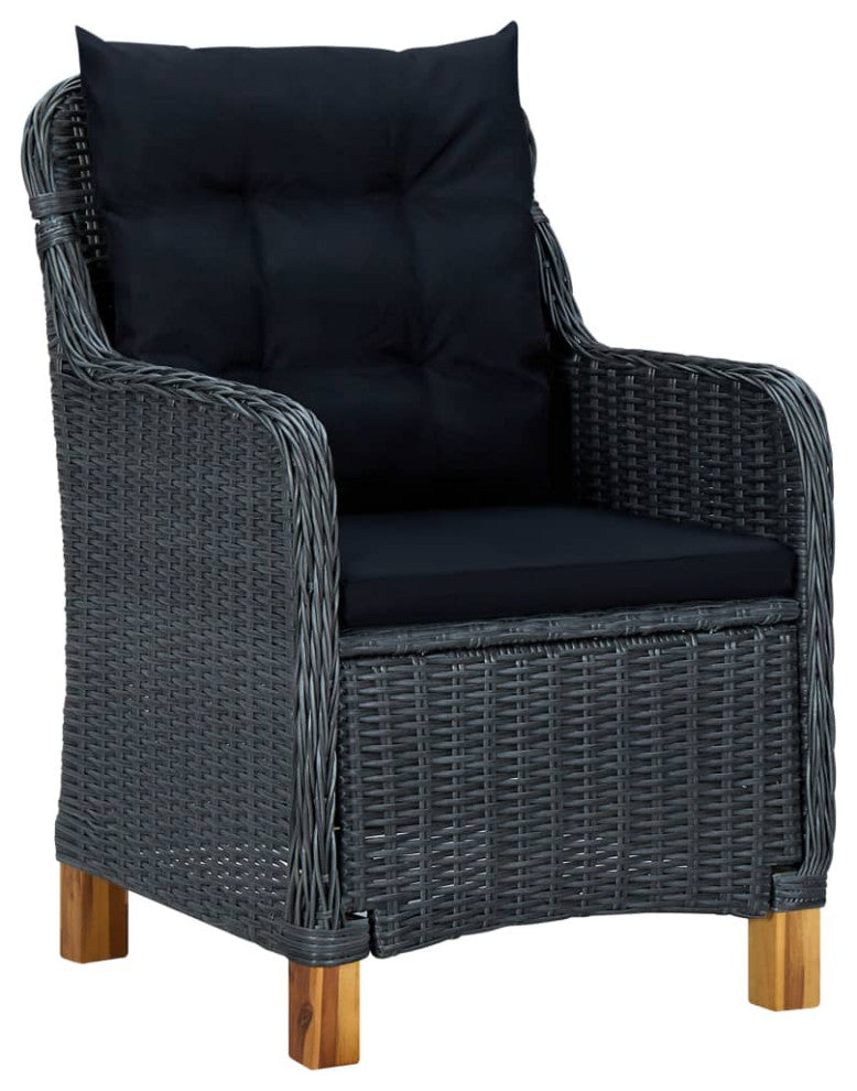 vidaXL Patio Chairs 2 Pcs Patio Dining Chair with Cushions Poly Rattan Dark Gray